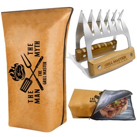 BBQ Blanket with Meat Claw Gifts for Men Christmas, Meat Resting Bag for BBQ Smoking, Stainless Steel Meat Shredder Claws for Pork, Chicken BBQ Smoker Accessories for Indoor Outdoor Grill on Birthday