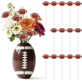 TICIAGA Football Floral Wooden Picks - 14PCS Double-Sided Football Flower Decorative Picks for Vase Filler Decorations, Rugby Ball Flower Arrangements for Sport Theme Birthday Party Centerpiece Decor