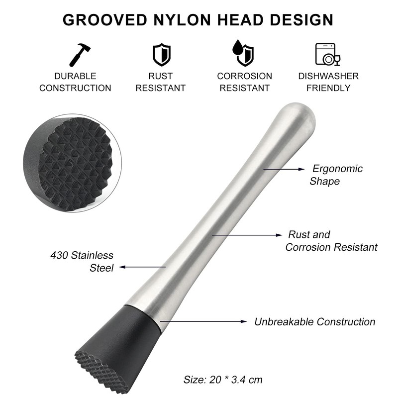 Cocktail Strainer Barware Cocktail Muddler,Cocktail Stirrer, Stainless Steel Stirrer, Lime