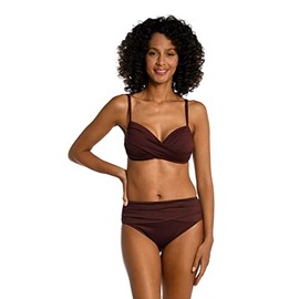 La Blanca Women's Island Goddess Over The Shoulder Wrap Bikini Swimsuit Top, Java, 10