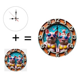 10-Inch Custom Wooden Clock that is a Miniature Model of a Solar Systemsheet size: 25*25cm/9.843*9.843inch, color: White