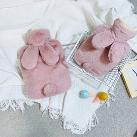 Microfiber cover, rabbit thermal water bag, steam pack, hot water pack 1 liter pink