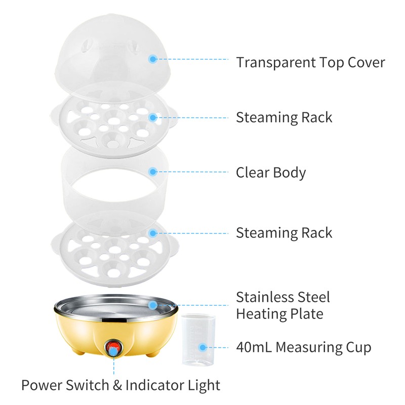 Double Layer Egg Cooker 14 Egg Capacity Hard Boiled Egg