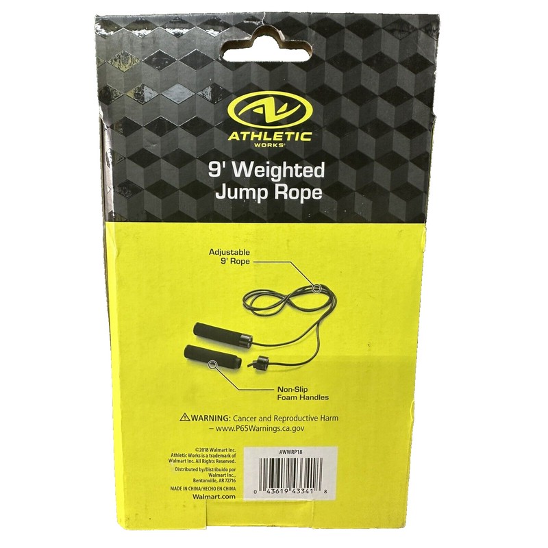 ATHLETIC WORKS 9ft Weighted Exercise Jump Rope Crossfit Cardio Training