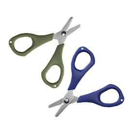 2 Pcs Fishing Line Scissors, 3.9" Stainless Steel Serrated Edge Small Fishing Braid Line Scissors with Hanging Hole for Cutting Fishing Line Copper Wire (2 Colors)