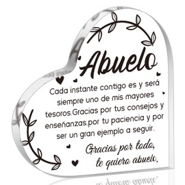 Yopyame Spanish Grandpa Acrylic Gifts - Regalos para Abuelo Heart Acrylic Plaque Ideas Keepsake Paperweights for Grandpa in Spanish Father's Day Christmas Gifts for Grandpa from Granddaughter Grandson