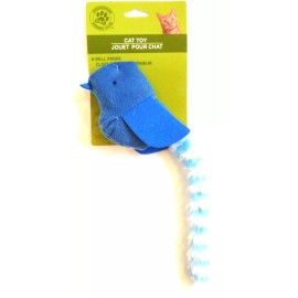 Greenbrier GKC Plush Furry Bird Cat Toy w Bell 12" Green Red Blue Purple ~ Choice - Blue