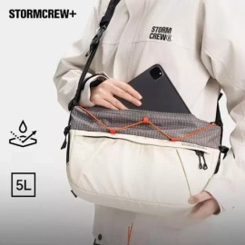 STORMCREW 크로스백 방수 가방 남녀공용 메신저백 여행 슬링백 경량 휴대용 데일리 [볼케이노 오렌지/애쉬 (5L) + 스트랩] STORMCREW Crossbody Waterproof Bag Unisex Messenger Bag Travel Sling Bag Lightweight Portable Daily [Volcano Orange/Ash (5L) + Strap]