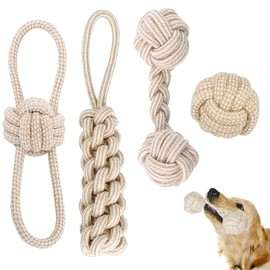 Tsathoggua 4 Stück Kauen Hunde Spielsachen, Hundespielzeug Seil, Natürlicher Baumwolle Interaktives Kauspielzeug für Kleine/Mittlere Hunde Zahnreinigung, Welpen Spielzeug für Hunde Zahnpflege