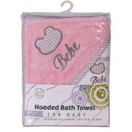 Little Pipers Bath Towel Infant Little Pipers Baby Hooded Plush Terry 100% Soft Cotton Pink