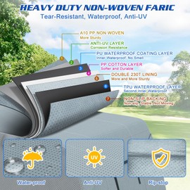 TFMUZERT Travel Trailer RV Cover 22'-24' Upgraded 7+3 Layers Windproof Waterproof Rip-Resistant Anti-UV Camper Cover for Winter Snow with Adhesive Repair Patches, 2Pcs Extra Straps & 4 Tire Covers