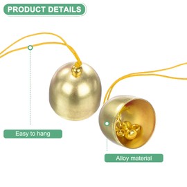 M METERXITY 2-Pack Hanging Bells, Small Decorative Bells Wind Chimes Vintage Bell Jingle Bells for Christmas/Home/Window/Door/Garden Decor, Hanging Bell Pendant [Gold, Yellow]