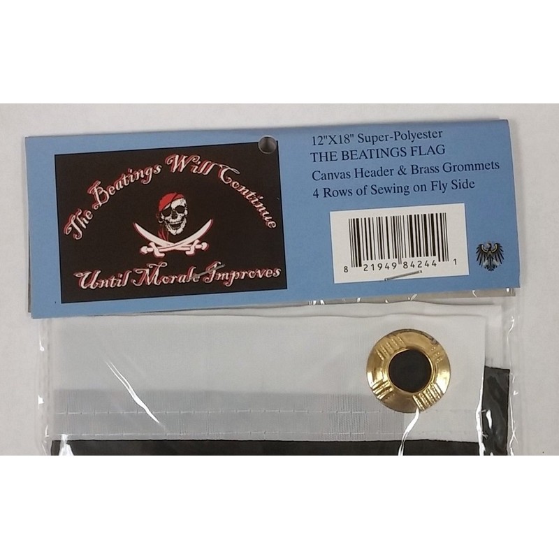 Beatings Will Continue 12x18 Inch Flag Pirate Jolly Roger Boat