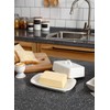 Sweese Large Butter Dish with Lid for Countertop, Porcelain 8oz
