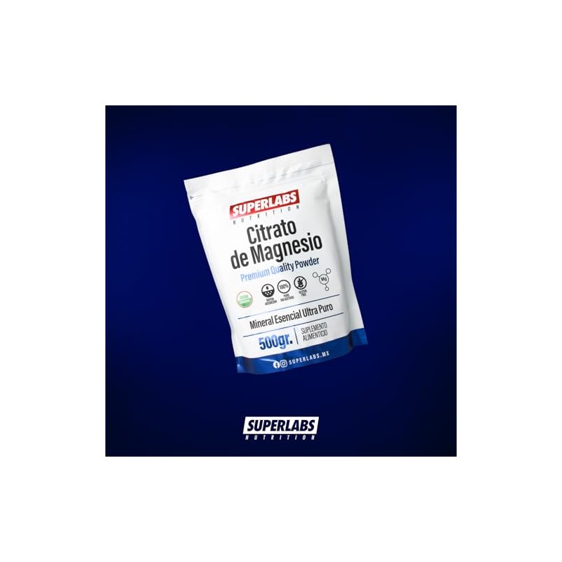 Superlabs Nutrition Citrato de Magnesio Premium en Polvo 500 gramos