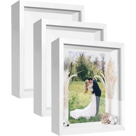 TouYinger 11x14 Shadow Box Frame Display Case with Letter Stickers, 3D Picture Frame, Display Case Box for Memorabilia, Baby Items, Wedding Memories, Crafts, Tickets and Photos (3Pcs-White, 11x14)