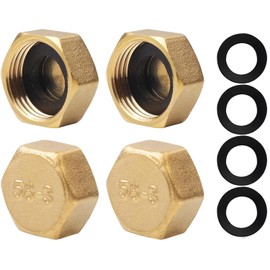 SULIVES 6-Pack 3/4 Inch Brass Hex Blanking Caps - Female Stop Cap for Plumbing, Washing Machines, Radiators, Faucets and Taps