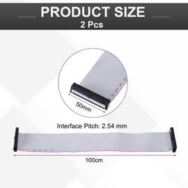 MECCANIXITY 2 Pcs IDC Flat Ribbon Cable, 2.54mm Pitch 50mm Width 100cm Long 40 Pin FC to FC Flat Ribbon Connector Jumper Wire for PC, LED Displays