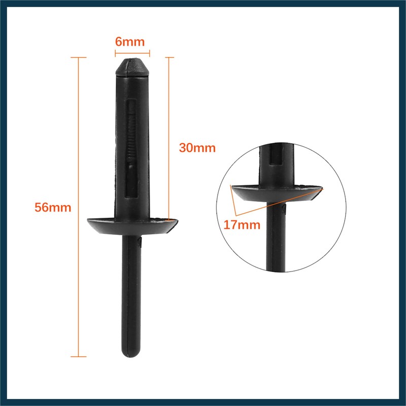 TUCKBOLD 30pcs Black Plastic Rivet Bumper Fastener Clip for Car