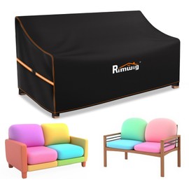 Rimwig Garden Bench Covers Waterproof 2 Seater,134×66×63/89cm Outdoor Bench Seat Covers for patio furniture,420D Oxford Fabric Rattan LoveSeat for 2 Seater sofa,Windproof Tear Resistant Anti-UV