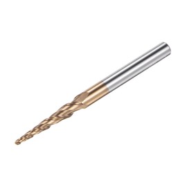 sourcing map Tapered Ball Nose End Mill, TiSiN Coated Solid Carbide 2 Flute Spiral Milling Cutter, 1mm Radius, 2mm Diameter, 6mm Shank, 75mm Length, 7.3 Degree Angle