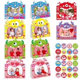 party greeting 24 Sets Valentines Day Monster Picture Frame Craft Kits Valentines DIY Monster Photo Frame Crafts Valentine’s Day Craft Arts for Kids Fun Home School Kindergarten Party Game Activity