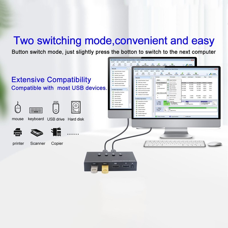 USB Switch USB2.0 Full Speed Transmission 2 Switching Modes 4