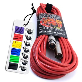 No Bull Nordell Music Gear' Premium XLR Cable (Red, 10m): Achieve a Clearer Audio Signal with a Balanced Male to Female Microphone Lead, plus Cable Tie