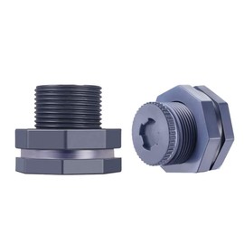 WANGCL 2 Pieces 1 Inch Internal thread PVC Bulkhead Fitting for Rain Barrels Aquariums Water Tanks and Ponds