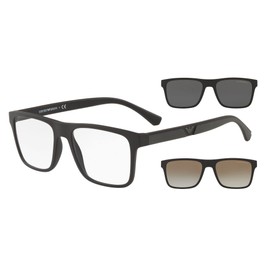 Emporio Armani anteojos de sol redondas para hombre, negro (Matte Black/Clear), Talla unica