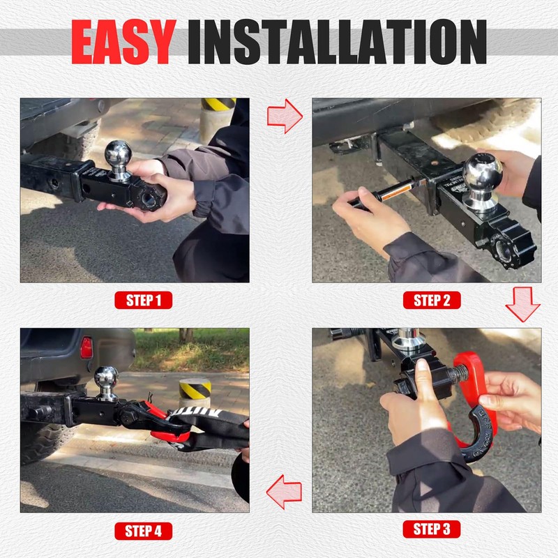 AUTOBOTS Trailer Hitch Ball Mount with 3/4" Recovery Shackle &