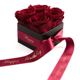 ROSEMARIE SCHULZ Heidelberg Flowerbox Happy Birthday - Rosenbox mit Infinity Rosen haltbar 3 Jahre - Geburtstagsgeschenk für Frauen (Happy Birthday, Dunkelrot)