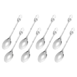 sourcing map 8 Pcs Retro Spoons, 4.1 Inch Crystal Alloy Coffee Spoons,Vintage Carved Tea Spoon Dessert Spoon Ice Cream Spoons for Stirring Mixing Silver