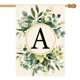 AVOIN colorlife Monogram Letter A Floral House Flag 28x40 Inch Double Sided Outside, Family Last Name Initial Yard Outdoor Decoration