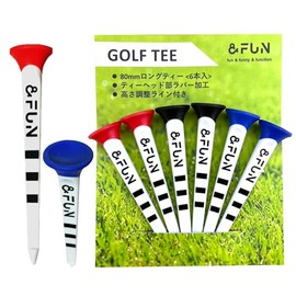 Golf Tee, Long Tee, Easy to Place Balls, Graduated, Increased Distance 3.1 inches (80 mm), Pack of 6 & FUN
