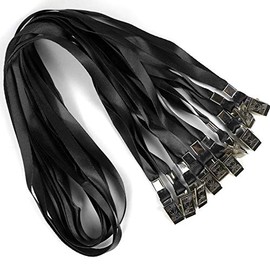 Black Lanyards 100 Pack 34" Premium Lanyard Bulldog Clips Bulk Nylon Flat Lanyard with Badge Clip