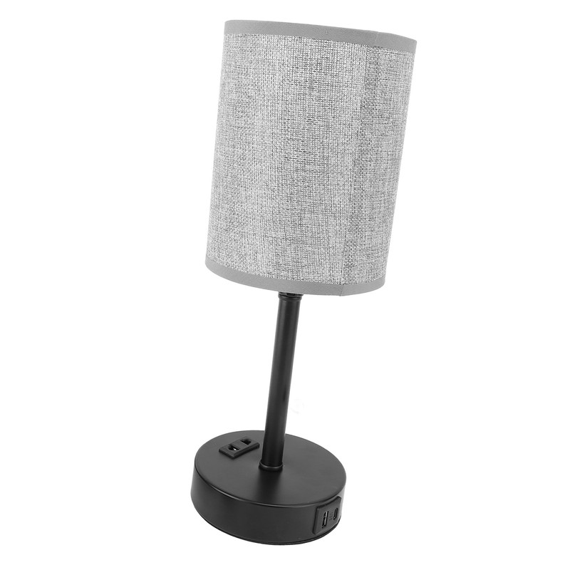 LED Table Lamp Fabric Lampshade USB A and USB C