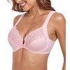 Lemorosy Wide Strap Front Closure Bra Lace Full Figure Underwire(Pink