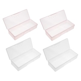 Outanaya 4pcs Nail Art Tool Boxes Compact Manicure Tool Holders for Easy Storage and Organization for Home Semi-transparent Design