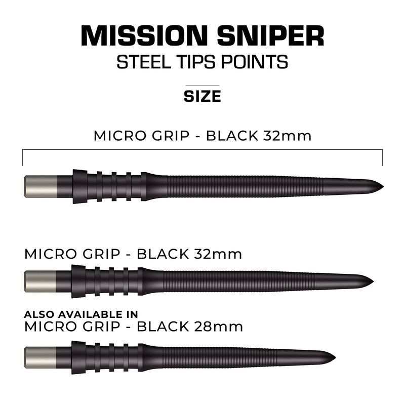 Mission Darts Sniper Points Micro Grip Steel Tip Replacement Tips