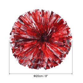 PATIKIL Cheerleading Pom Poms, 4 Pack PET Cheer Pom with Finger Holes for Sport Game Team Spirit Fun Dance Stage Events, Red Silver