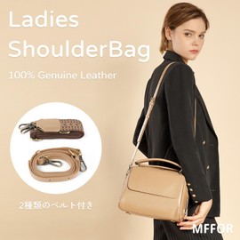 MFFOR Shoulder Bag, 2-way, Genuine Leather, Handbag, 2 Types of Belts, Large Capacity, Women's, Comes with Bottom Studs, Crossbody Bag, Casual, Simple, Stylish, Cross-body Bag, Popular, Commuting to