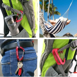 Outmate 12kN Heavy-Duty Carabiner Clips - Durable, Lightweight Aluminum Alloy Carabiners for Hiking, Camping, Keychains, Dog Leashes, Hammocks & More(Wire gate,2 Red)