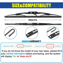 GSPSCN 13" Rear Wiper Blade,Back Windshield Wiper for Chevy Blazer 05-00，Equinox 20-10，Suburban Tahoe 23-15，Traverse 17-09,Astro 05-00 / Ford Transit 13-10，Freestyle 07-05，Explorer 10-06 (13-N)