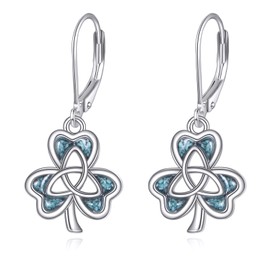 YFN Turquoise Earrings Sterling Silver Turquoise Dangle Drop Earrings Western Jewelry for Women Boho Country Gifts for Mom (01 shamrock)