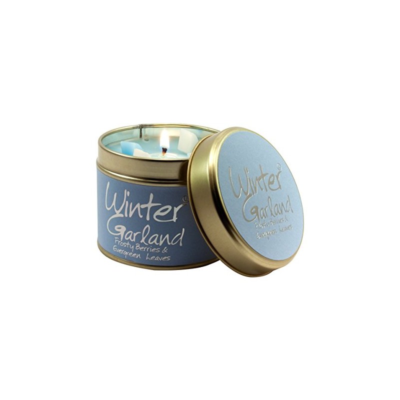Lily-Flame Winter Garland Tin, Light Blue