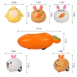 Fogcosy 10 Pcs Easter Wind Up Toy for Kids - Bunny Chick & Carrot Pull Back Car Racers, Easter Party Bag Fillers for Easter Party Favours, Easter Gifts for Kids Boys Girls
