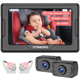 Itomoro Baby Car Camera HD 1080P Dual-Channel Display Car Baby Camera with 2 IR Night Vision Camera, Easily Install 4.3'' Car Camera for Baby with Crystal Clear Wide View for Rear Facing Seat