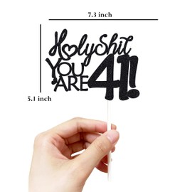 Decoración para tartas de 41 cumpleaños, color negro con purpurina, divertida decoración para tartas 41 para hombres, 41 decoración para tartas para mujeres, 41 cumpleaños, decoración para tartas de 41 cumpleaños, 41 cumpleaños