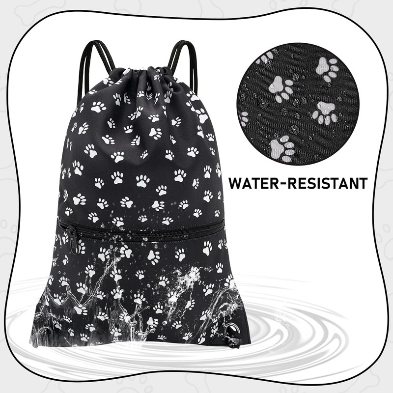 HOLYLUCK Drawstring Backpack Bag Sport Gym Sackpack, Black Background White